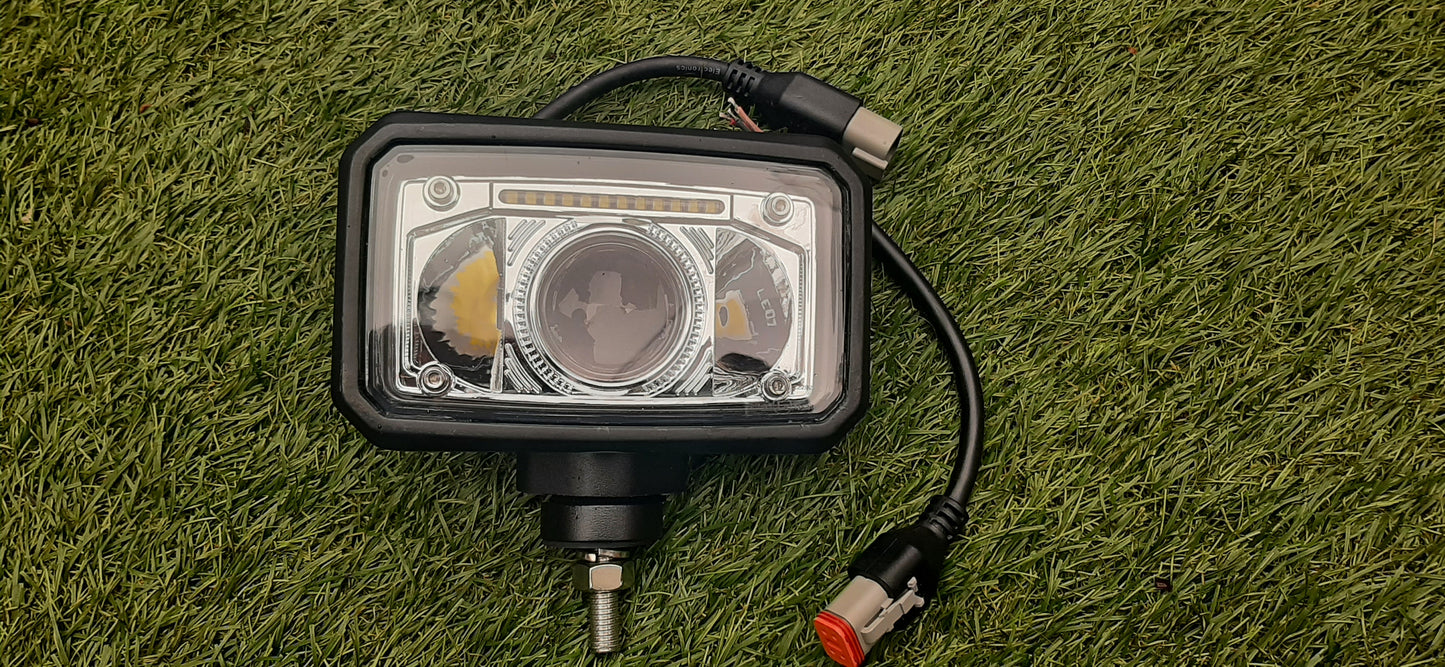 Rectangular Bottom Mount LED Headlight Pair - Road Legal